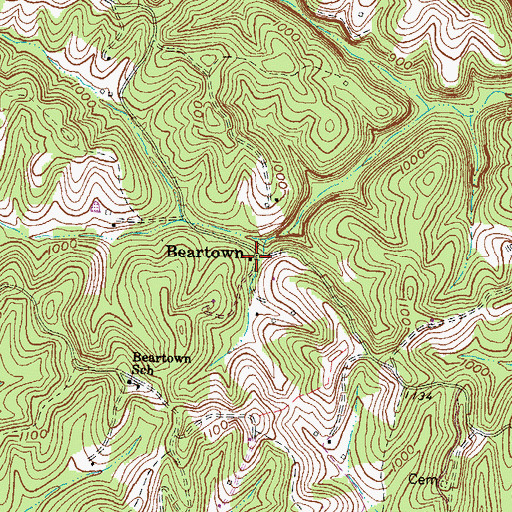 Topographic Map of Leadingham Post Office (historical), KY