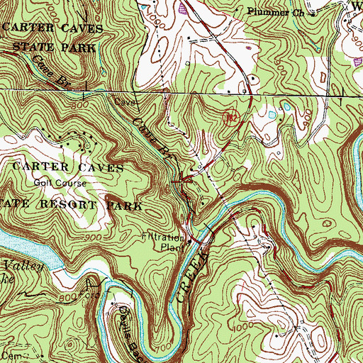 Topographic Map of Caves Post Office (historical), KY