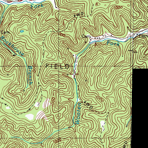 Topographic Map of Ground Hog Branch, KY