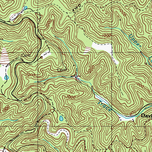 Topographic Map of Holly Bush Branch, KY