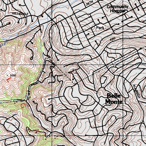 Topographic Map of Corkscrew Slough, CA