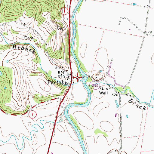Topographic Map of Pactolus Furnace (historical), KY