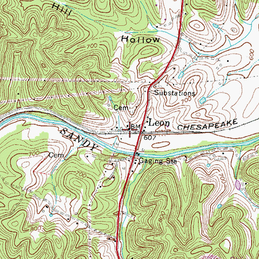 Topographic Map of Leon Railroad Station (historical), KY
