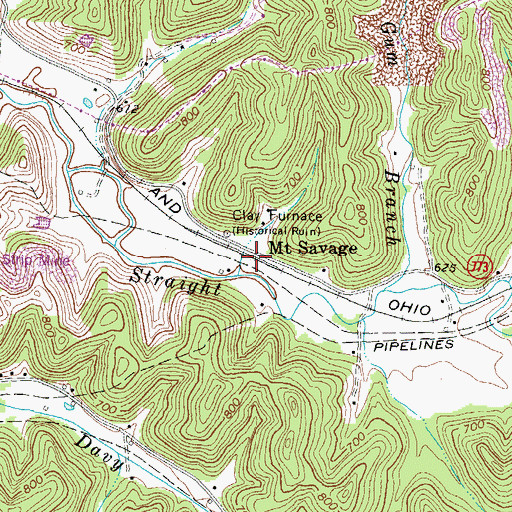 Topographic Map of Mount Savage Railroad Station (historical), KY