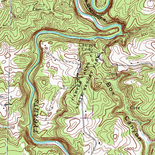 Topographic Map of Old Hanging Prison Wall Gardens, KY