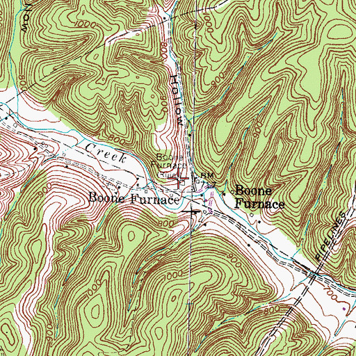 Topographic Map of Boone Furnace (historical), KY
