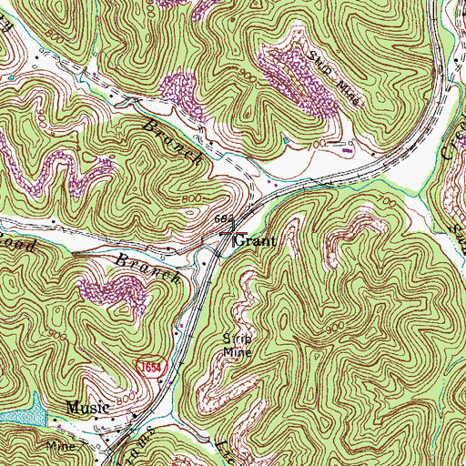 Topographic Map of Grant Station (historical), KY