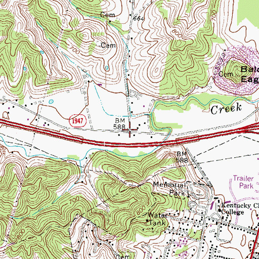 Topographic Map of The Cross Roads (historical), KY