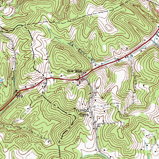 Topographic Map of Blue Rock Post Office (historical), KY