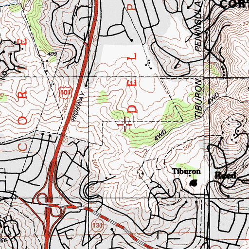 Topographic Map of Corte De Madera Del Presidio, CA