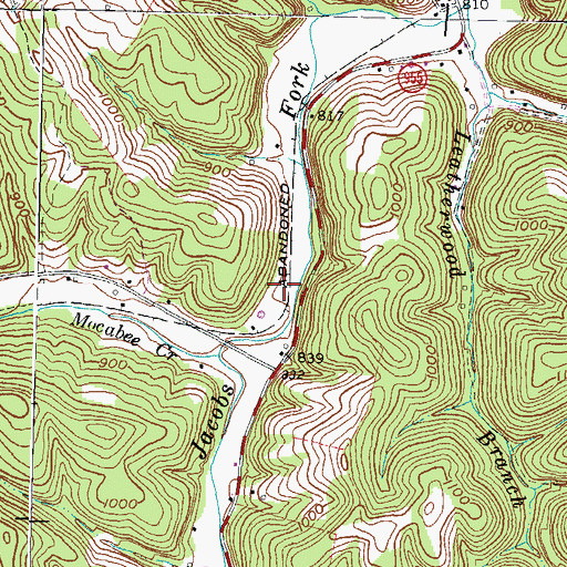 Topographic Map of Forks of Tygarts Post Office (historical), KY