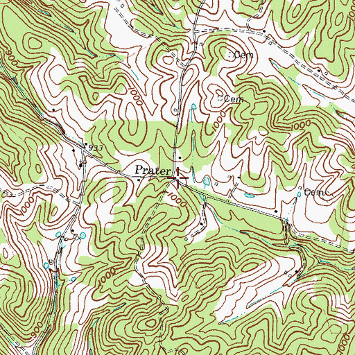 Topographic Map of Prater Post Office (historical), KY