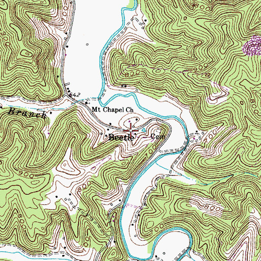 Topographic Map of Beetle Post Office (historical), KY