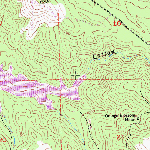 Topographic Map of Cotton Creek, CA