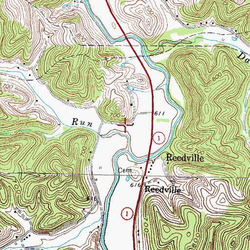 Topographic Map of Reedville Post Office (historical), KY