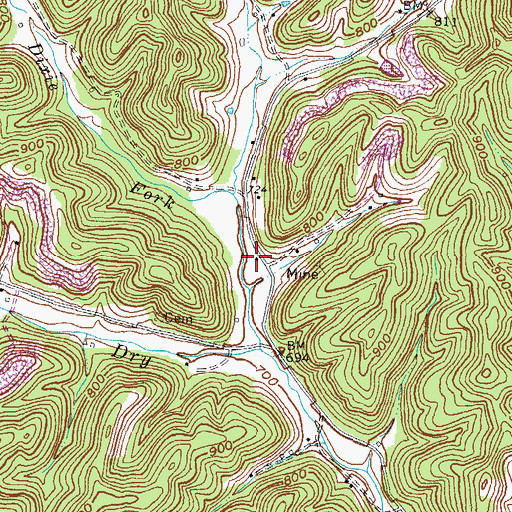 Topographic Map of Kings Chapel Post Office (historical), KY