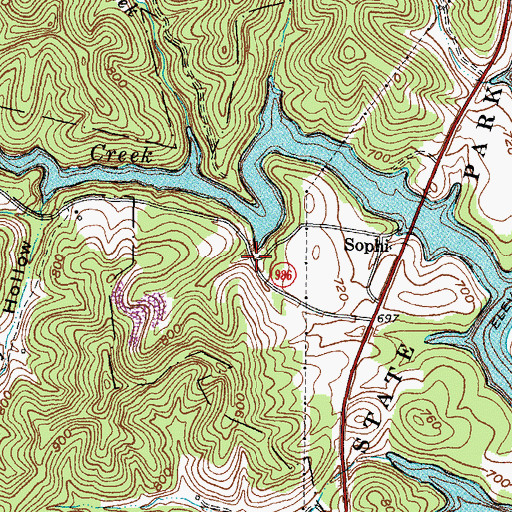 Topographic Map of Sophie Post Office (historical), KY