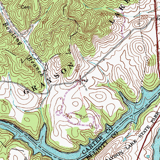 Topographic Map of Lick Falls Post Office (historical), KY