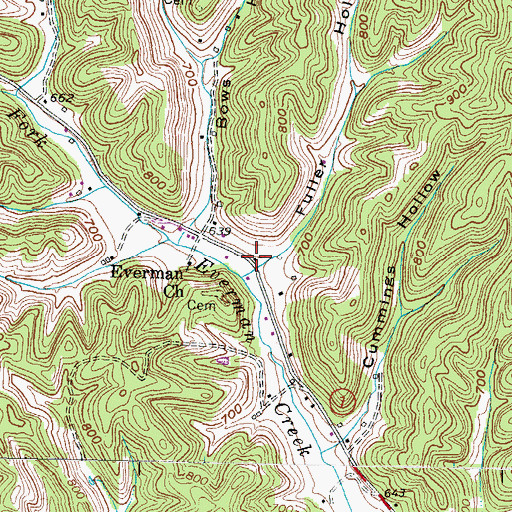 Topographic Map of Everman Post Office (historical), KY