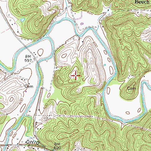 Topographic Map of Greenbrier Ridge, KY