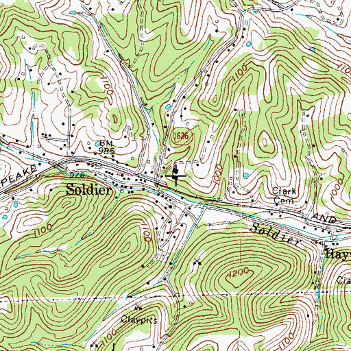 Topographic Map of Soldier School (historical), KY