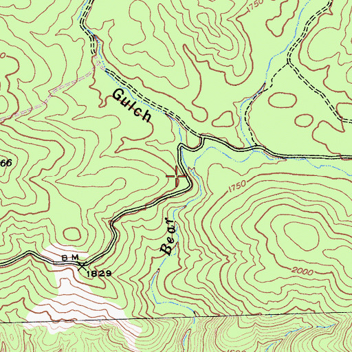 Topographic Map of Cow and Calf Gulch, CA