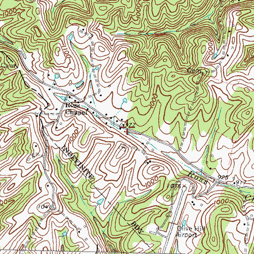 Topographic Map of Ross Chapel School (historical), KY