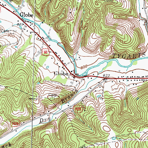 Topographic Map of Globe School (historical), KY