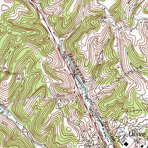 Topographic Map of Henderson Branch School (historical), KY