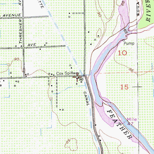 Topographic Map of Cox Spillway, CA