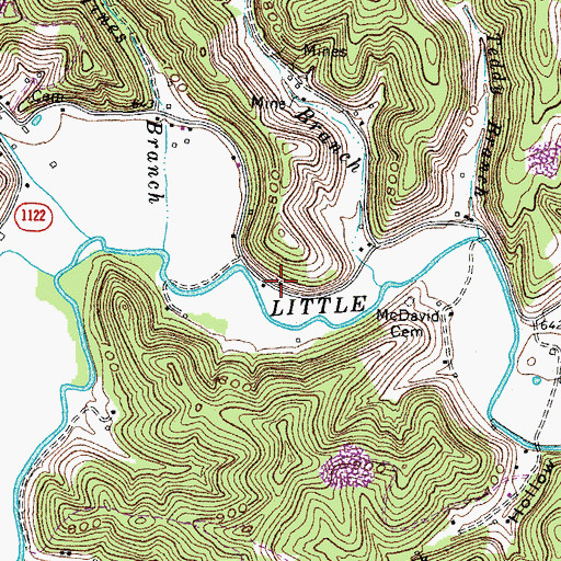 Topographic Map of McDavid School (historical), KY