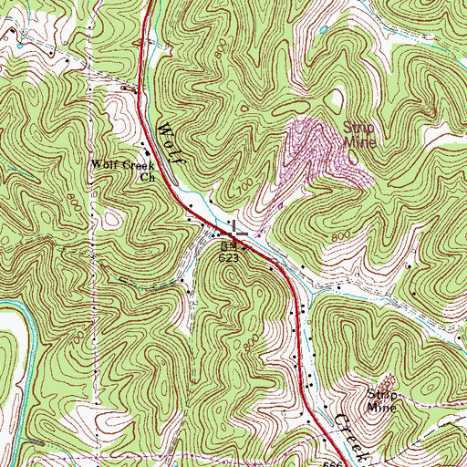 Topographic Map of Wolf Creek School (historical), KY