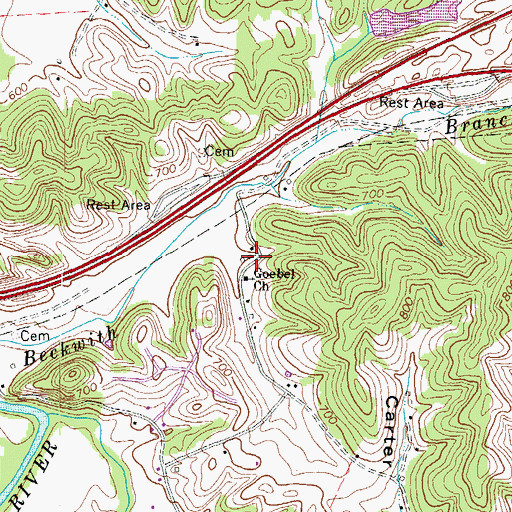 Topographic Map of Beckwith Branch School (historical), KY