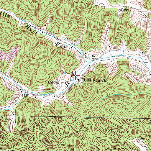 Topographic Map of Huff Run School (historical), KY