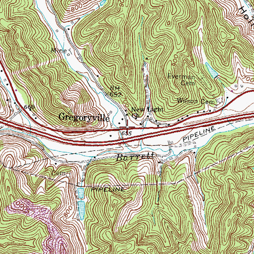 Topographic Map of Gregoryville School (historical), KY