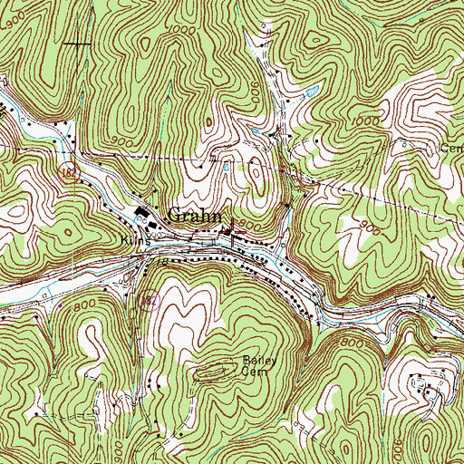 Topographic Map of Grahn School (historical), KY