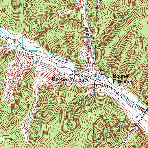 Topographic Map of Boone Furnace School (historical), KY