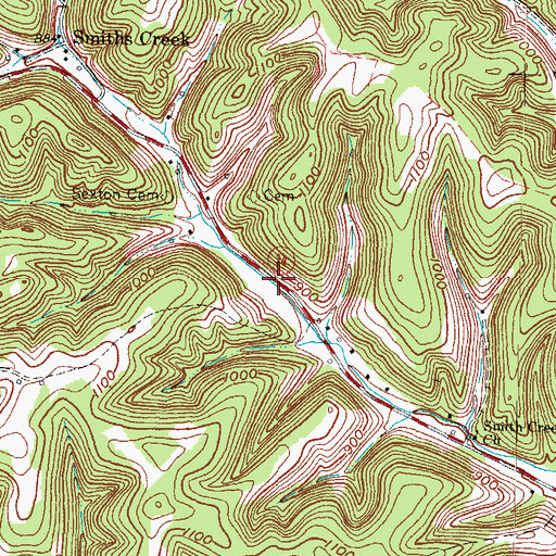 Topographic Map of Smith Creek School (historical), KY