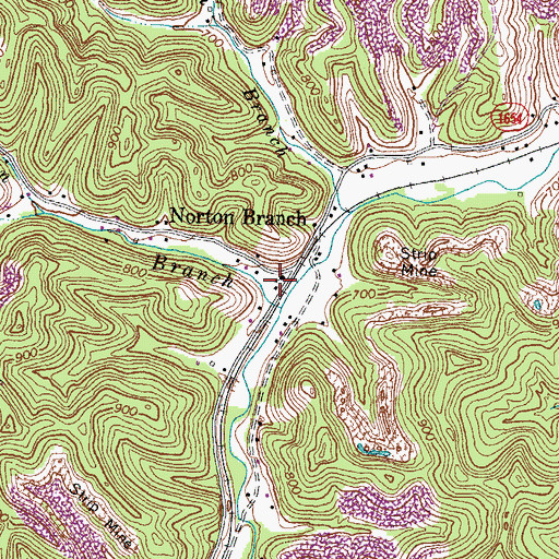 Topographic Map of Norton Branch School (historical), KY