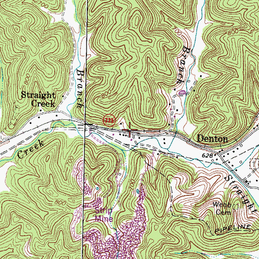 Topographic Map of Denton School (historical), KY