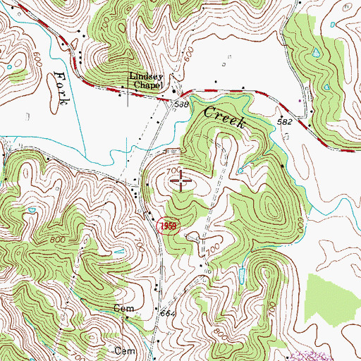 Topographic Map of Tinsley Hill, KY