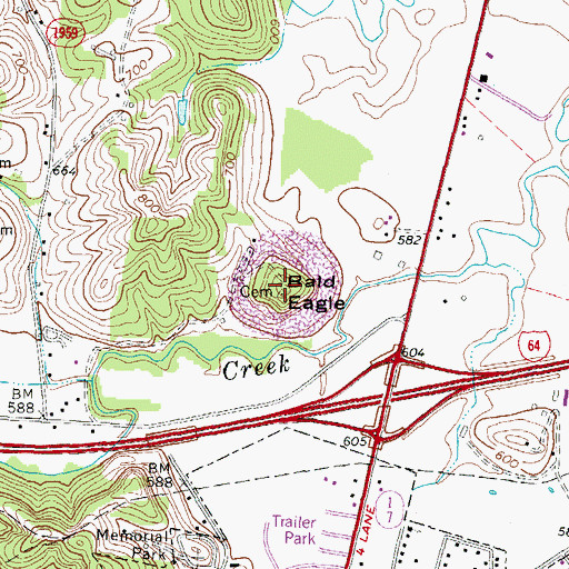 Topographic Map of Bald Eagle Hill, KY