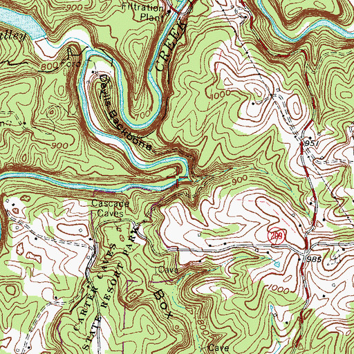 Topographic Map of Hocks Nest, KY