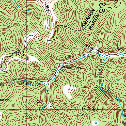 Topographic Map of Berry Branch, KY