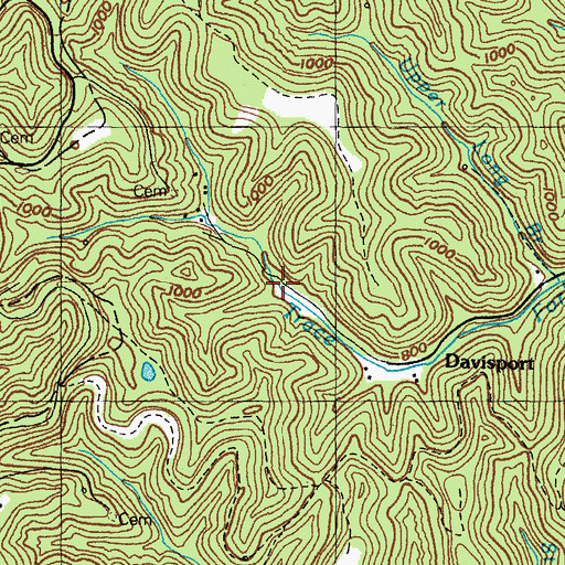 Topographic Map of Deadening Branch, KY