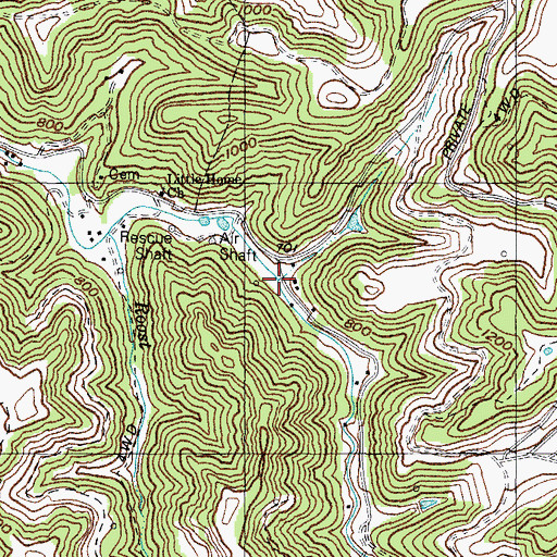 Topographic Map of Dryhouse Branch Emily Creek, KY