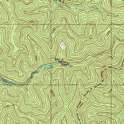Topographic Map of Flat Hollow, KY