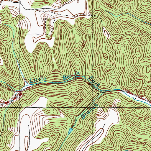 Topographic Map of Greer Branch Little Beech Fork, KY