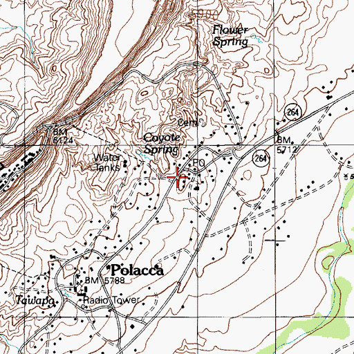 Topographic Map of Hopi Tribal Offices - Polacca, AZ