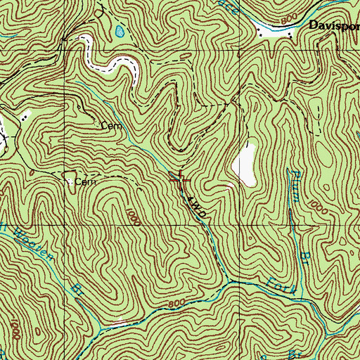 Topographic Map of Right Fork Rush Fork, KY
